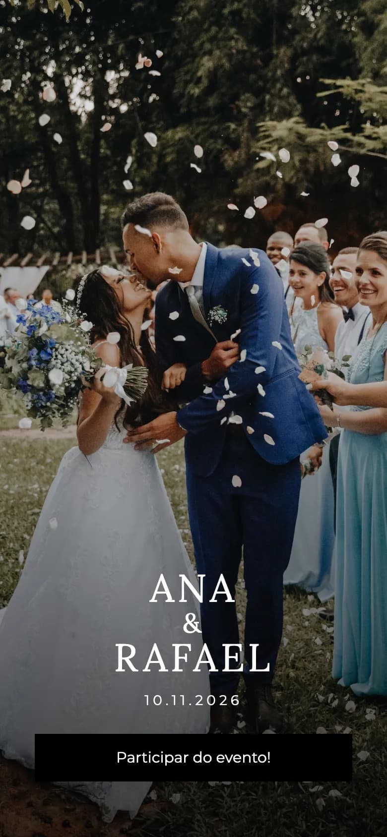 Tela de entrada da Cápsula com o nome do casal