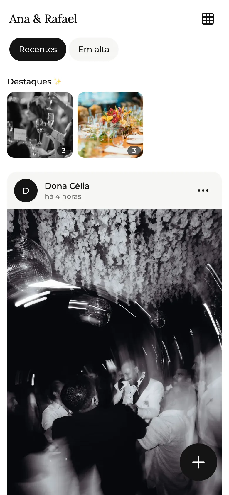 Feed da Cápsula no celular de um convidado
