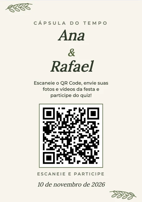 Placa de mesa com o QR Code da Cápsula